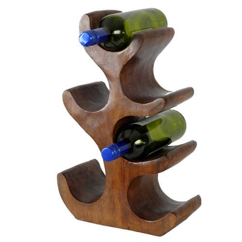 Wooden Tree Wine Bottle Holder (6 Shelves) - Click Image to Close